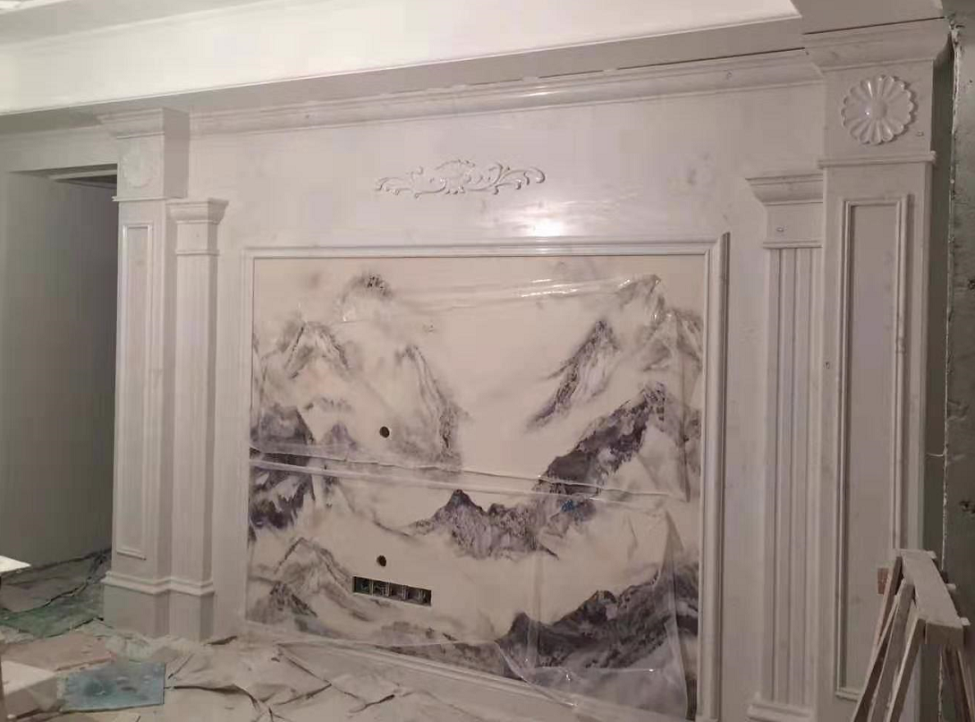 古風石材電視背景墻實拍